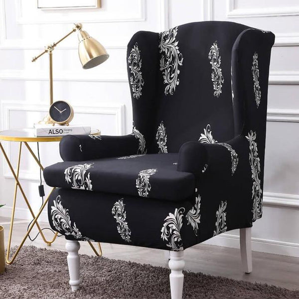 Pattern Wingback Chair Covers Black