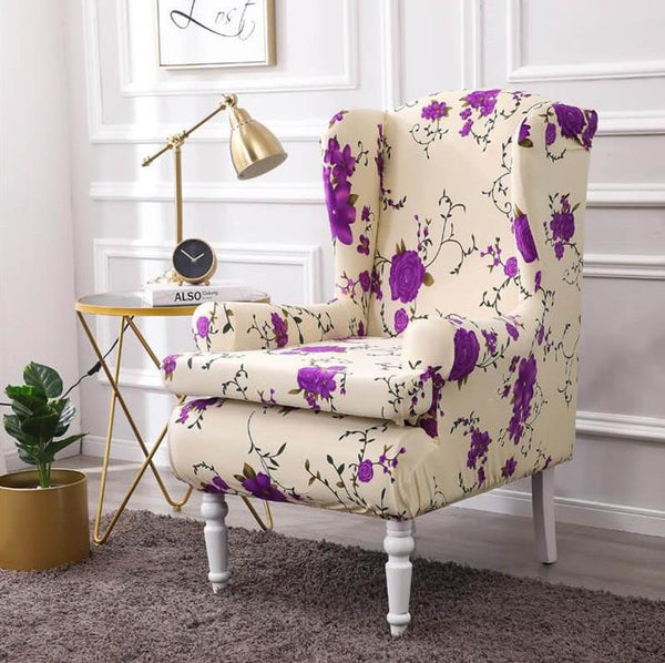Pattern Wingback Chair Covers Beige