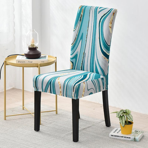 Printed Pattern Dining Chair Seat Covers Azure Sea