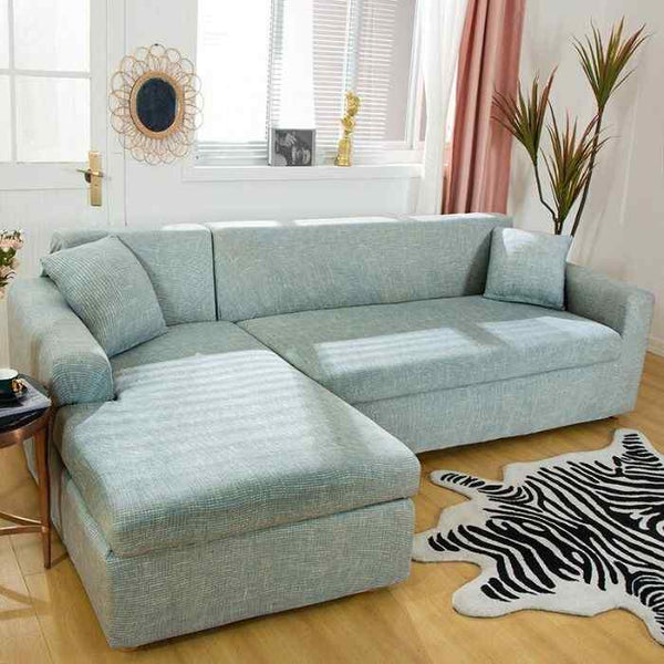 L-Shaped Sectional Couch Covers Light Green