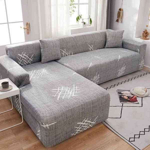 L-Shaped Sectional Couch Covers  Grey Patch