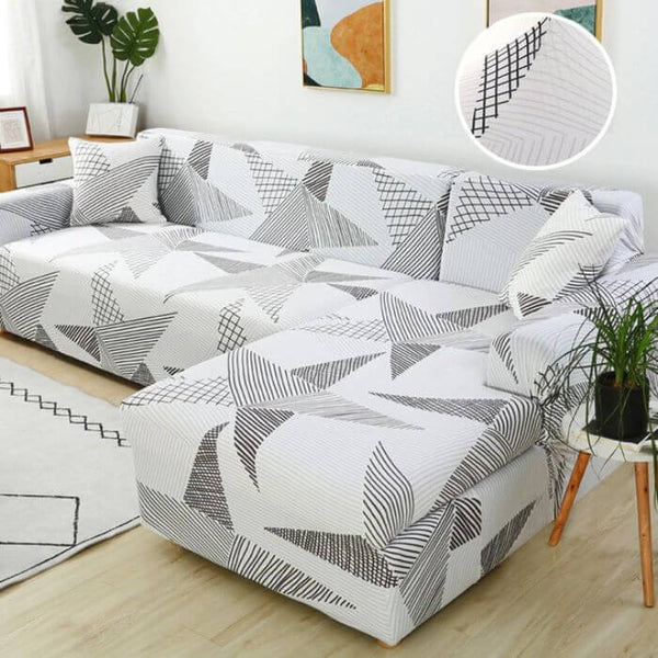 L-Shaped Sectional Couch Covers White Pentagram