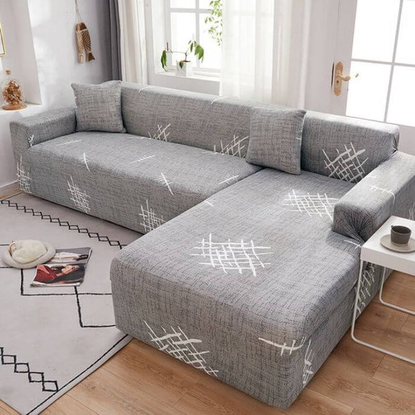 L-Shaped Sectional Couch Covers Grey Patch