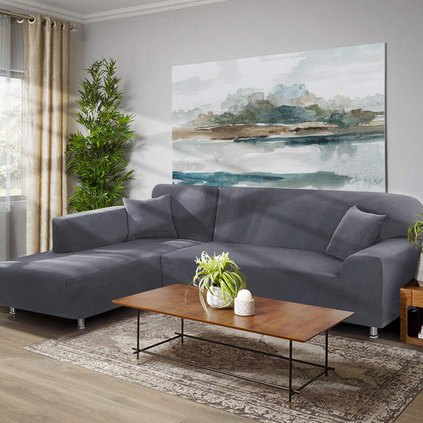 L-Shaped Sectional Couch Covers Light Grey