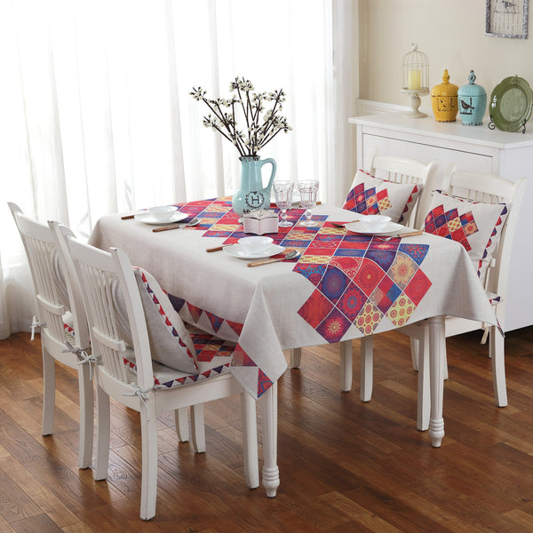 Stylish Water Resistant Tablecloth with Cushion Pillow Cover Set