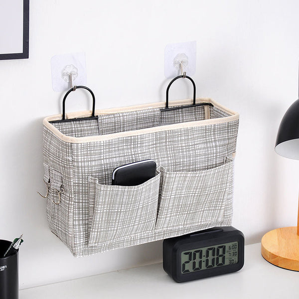 Wall Hanging Linen Fabric Door Hanging Storage Baskets with Pockets