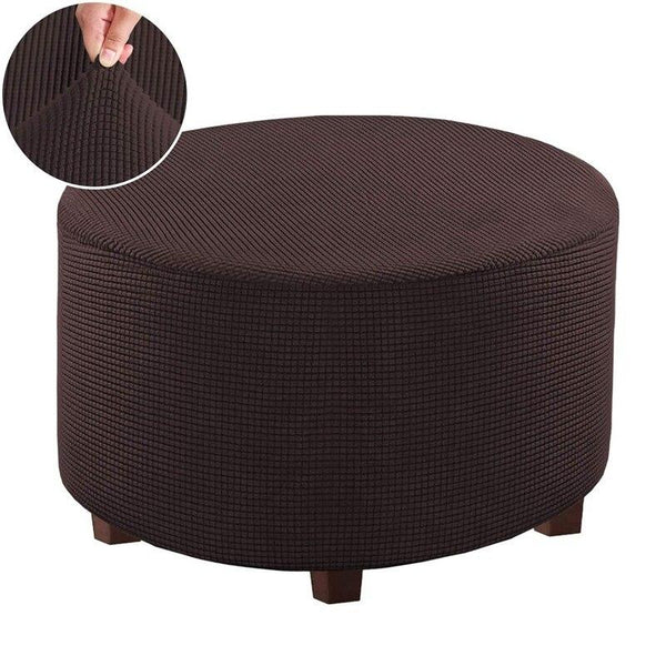 Round Ottoman Covers Brown