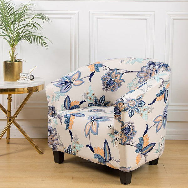 Modern Floral Tub Armchair Slipcover Cop Rose