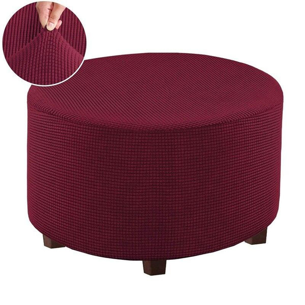 Round Ottoman Covers Wine Red