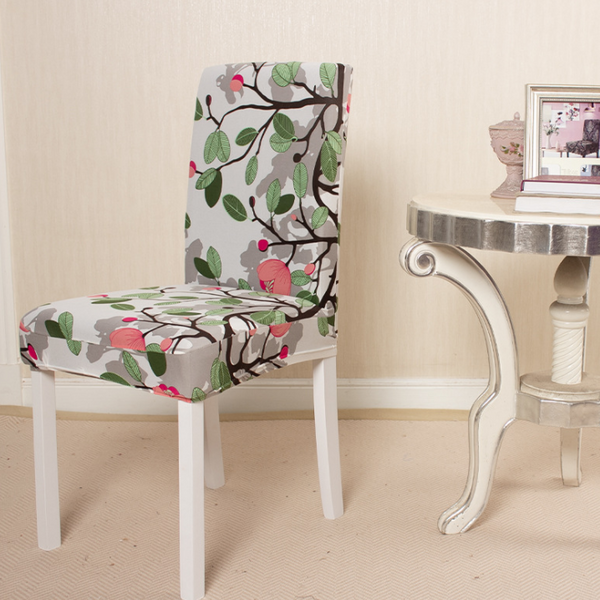 Stretchable Floral Pattern Dining Chair Slipcover Spring Flowers
