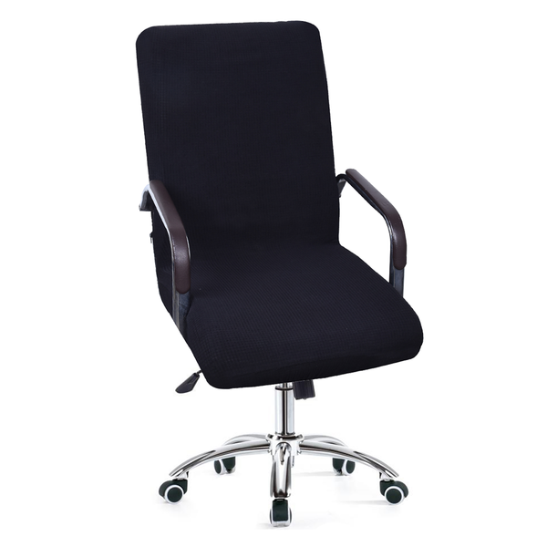 Solid Dark Color Waterproof Office Chair Cover Black