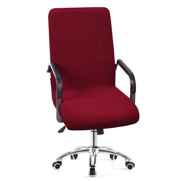 Solid Dark Color Waterproof Office Chair Cover Burgundy
