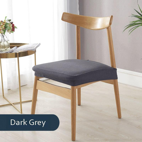 Solid Color Stretchable Dining Chair Seat Cover Dark Grey