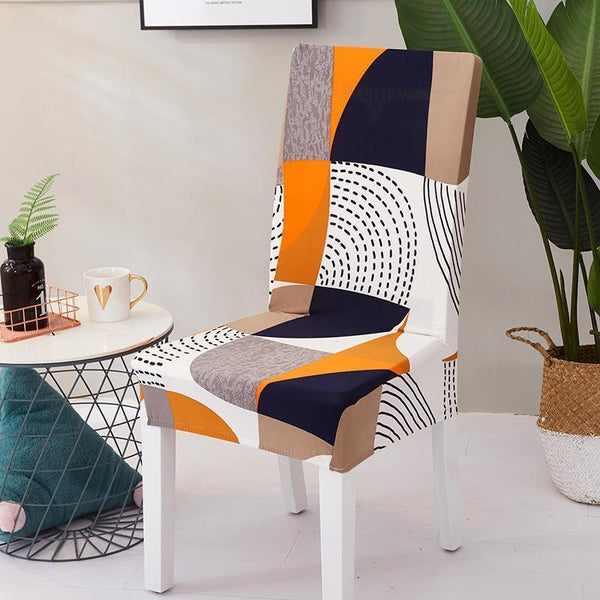 Printed Pattern Dining Chair Seat Covers Orange Pattern