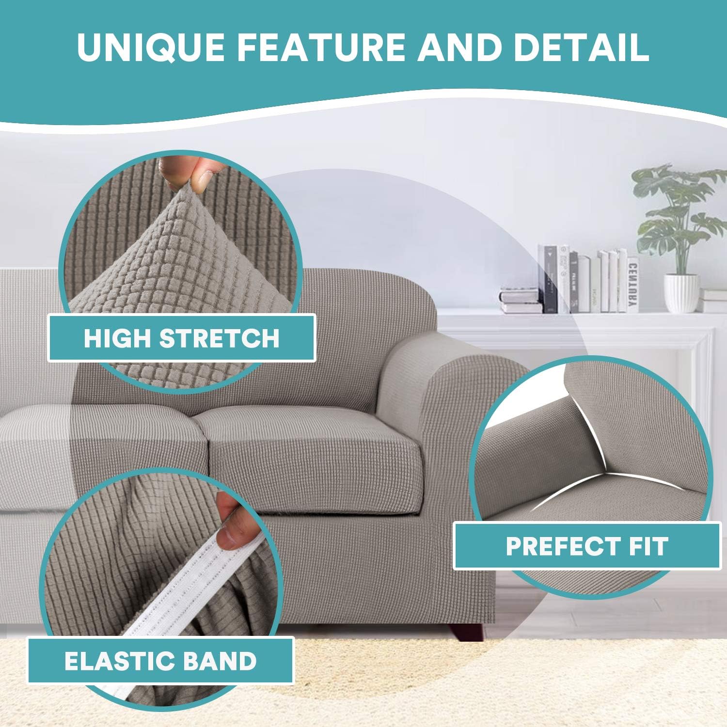 Neathouz Ultimate Stretch Suede Four Piece Sofa Slipcover Form