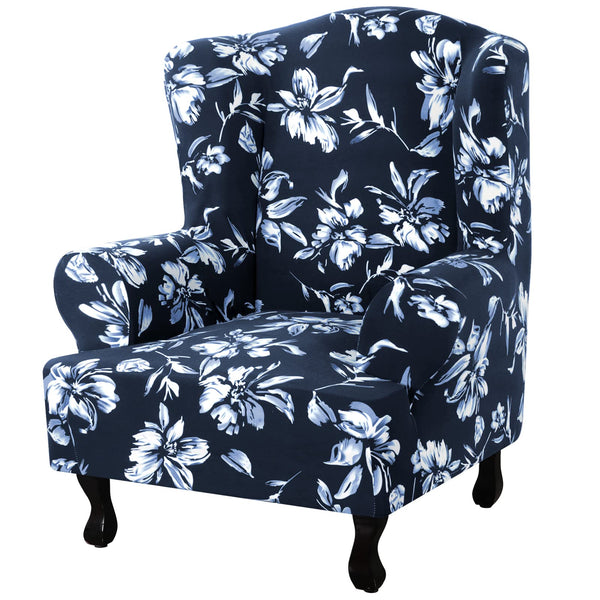 Floral Printed Wingback Chair Slipcover