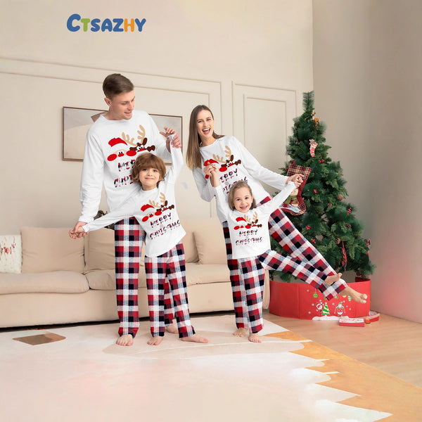 Family Christmas Pajamas White Pajama Set Plaid Loungewear