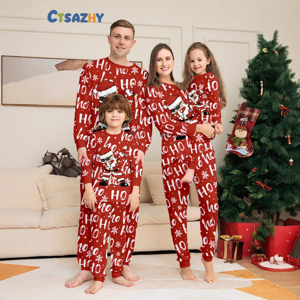 Superman Pose Lights HO Print Pajamas New Year Family Christmas Pajamas