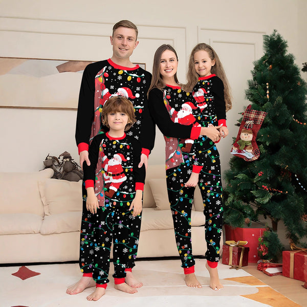 Santa Claus Light Print Christmas Pajamas Family Holiday Pajamas
