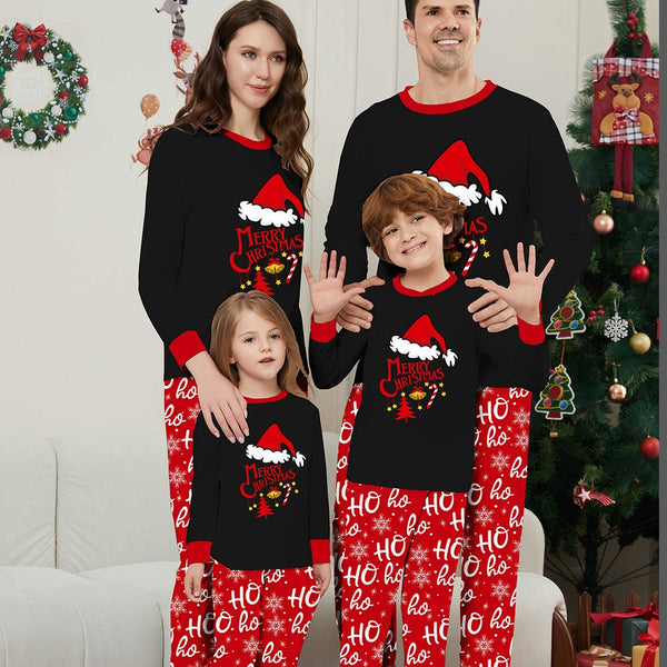 Family Christmas Pajamas Christmas Hat Print Matching Family Pajamas
