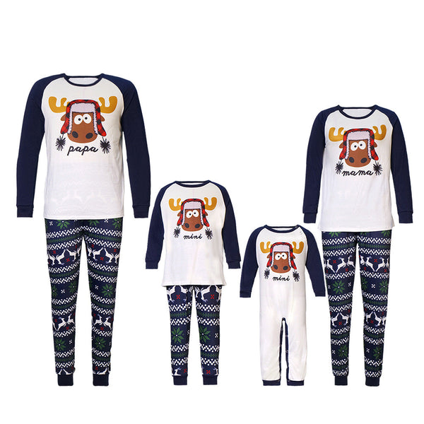 Conjunto de pijama navideño familiar con letras de muñeco de nieve 