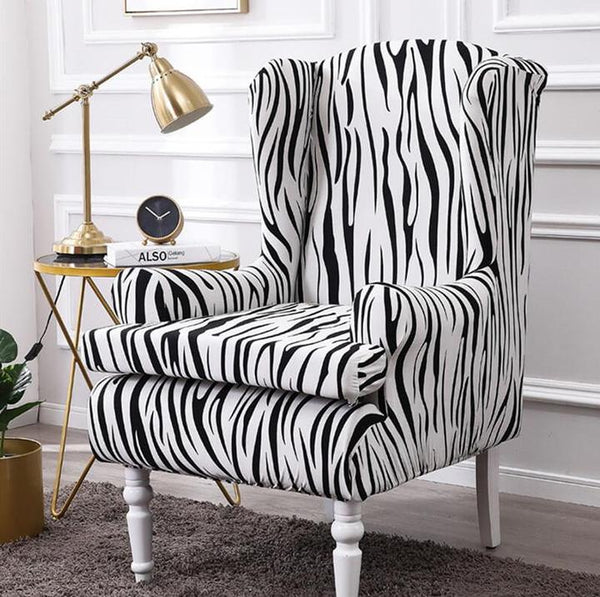 Pattern Wingback Chair Covers White