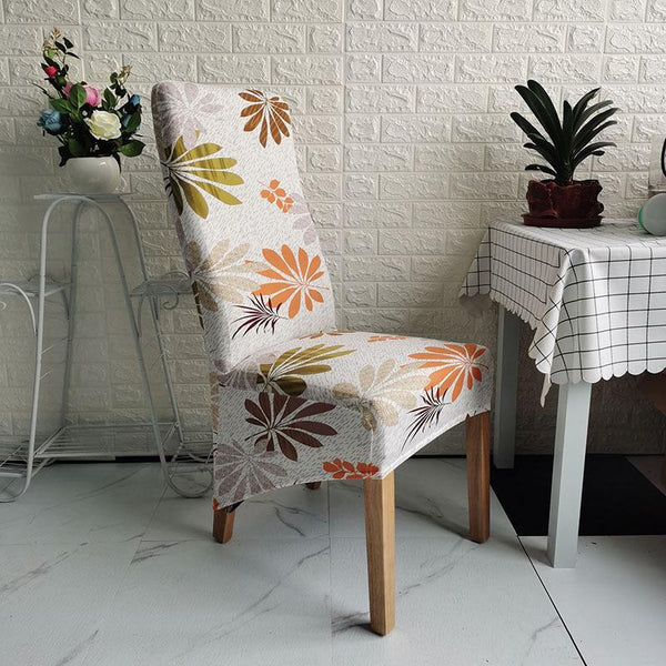 XL Size Pattern Long Back Chair Covers Leaf Pattern