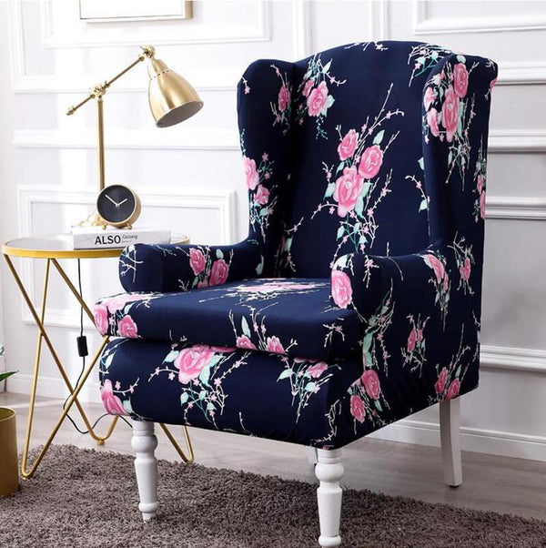 Pattern Wingback Chair Covers Navy