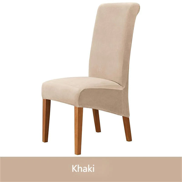 Thick Velvet Plush XL Dining Chair Covers Khaki