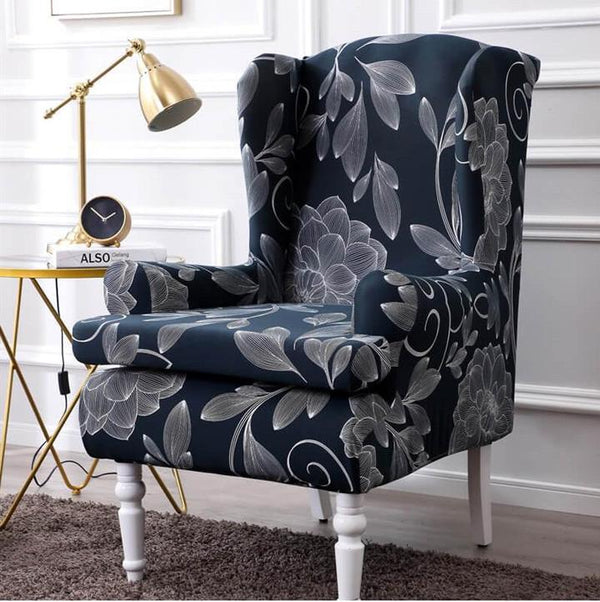 Pattern Wingback Chair Covers Dark Green