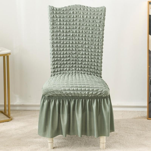 Seersucker Ruffle Chair Cover Green