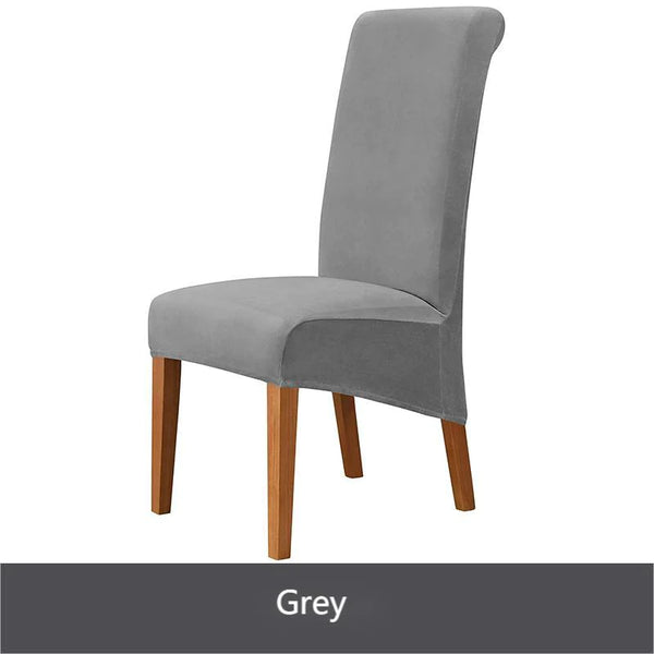 Thick Velvet Plush XL Dining Chair Covers Grey
