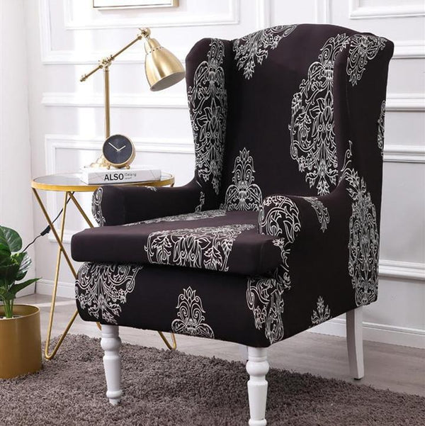 Pattern Wingback Chair Covers Brown