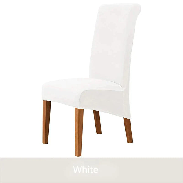 Thick Velvet Plush XL Dining Chair Covers White