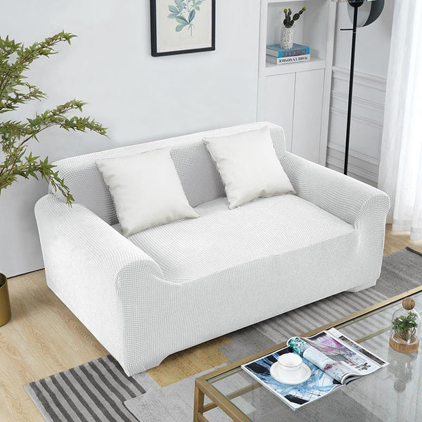 Solid Color Super Stretch Sofa Cover White