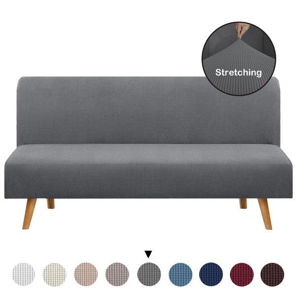 Armless Solid Light Color Sofa Slipcover Grey