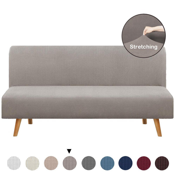 Armless Solid Light Color Sofa Slipcover Taupe