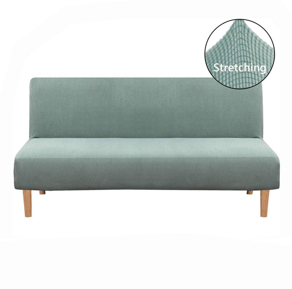 Armless Solid Light Color Sofa Slipcover Bean Green