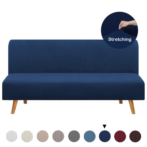 Armless Solid Dark Color Sofa Slipcover Dark Blue