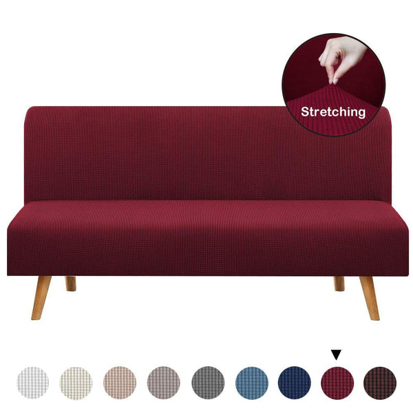 Armless Solid Dark Color Sofa Slipcover Burgundy