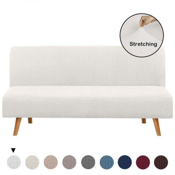Armless Solid Light Color Sofa Slipcover Ivory