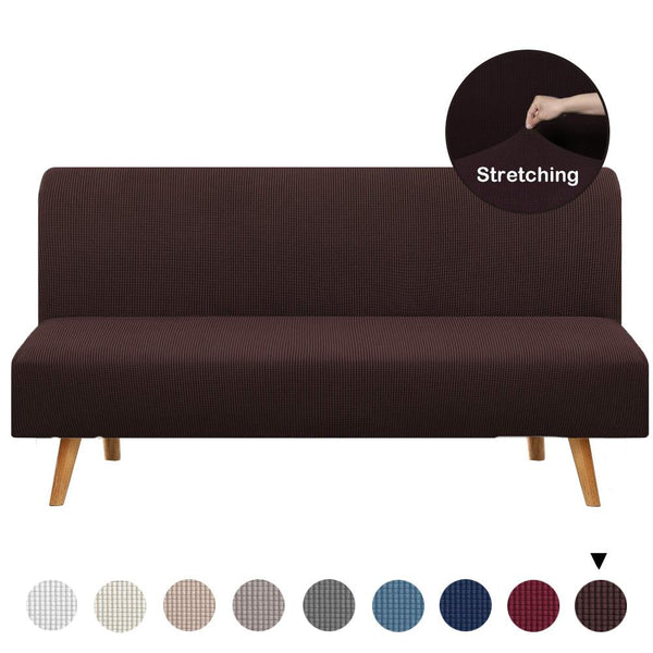 Armless Solid Dark Color Sofa Slipcover Brown