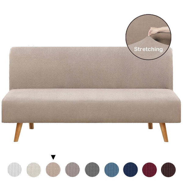 Armless Solid Light Color Sofa Slipcover Khaki