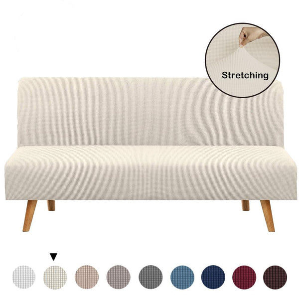 Armless Solid Light Color Sofa Slipcover Nature Color