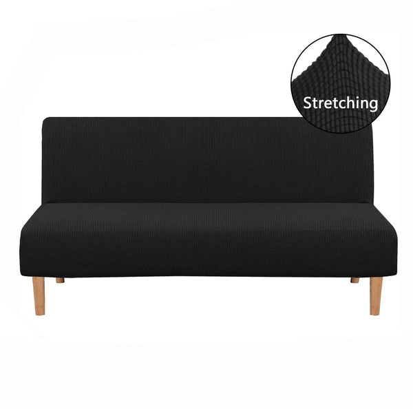 Armless Solid Dark Color Sofa Slipcover Black