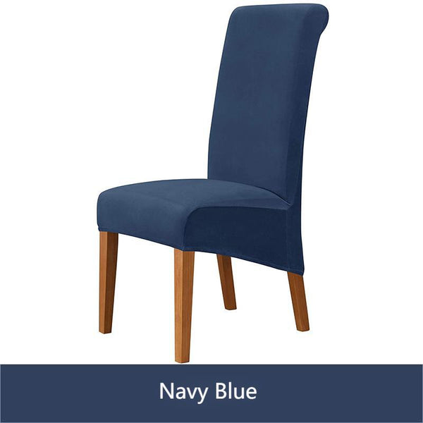 Thick Velvet Plush XL Dining Chair Covers Navy Blue