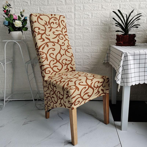 XL Size Pattern Long Back Chair Covers Yellow Pattern