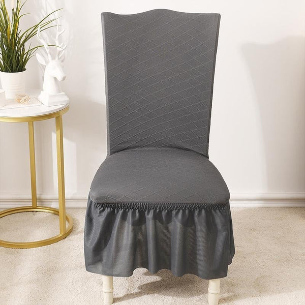 Universal High Elasticity Skirt Chair Cover Dark Gray