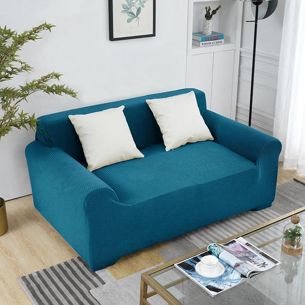 Solid Color Super Stretch Sofa Cover Peacock Blue