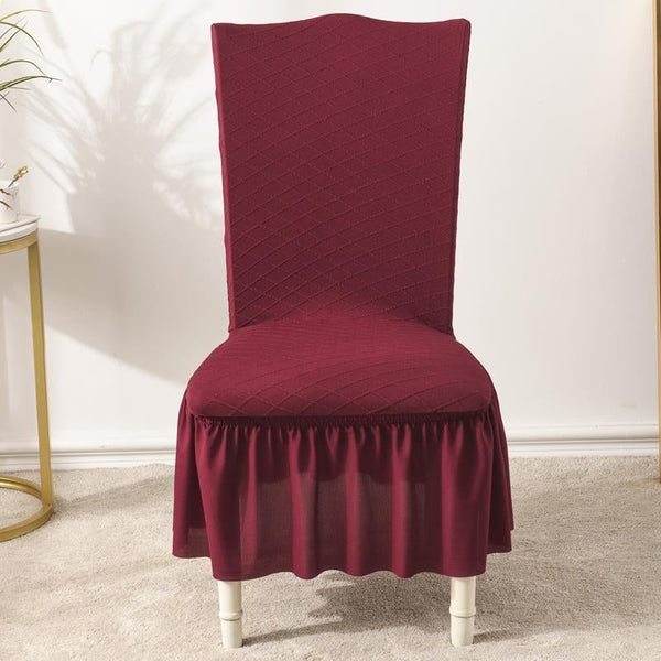 Universal High Elasticity Skirt Chair Cover Red